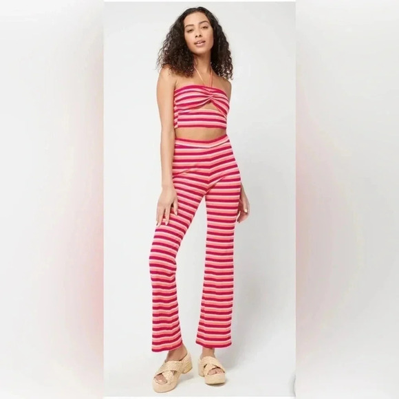 NWT L*Space Revolve Cropped Paloma Halter Top Stripped in Size Extra Small - Picture 1 of 5